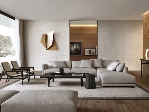 Sleek and minimalist modern decor featuring clean lines, neutral colors, and contemporary furniture.