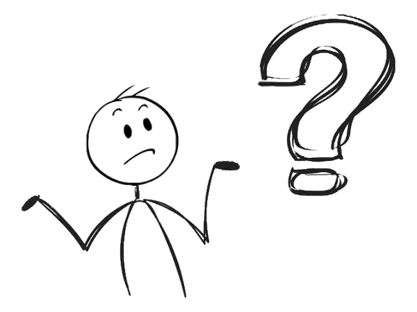 Simple line drawing of a confused stick figure next to a question mark, representing being unsure about flooring options.